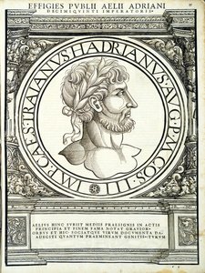 Aelio Adriano, ilustración de Imperatorum romanorum omnium orientalium et occidentalium verissimae imagines ex antiquis numismatis de Hans Rudolf Manuel Deutsch