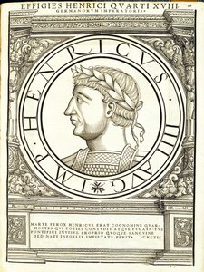 Henricus IIII, ilustración de Imperatorum romanorum omnium orientalium et occidentalium verissimae imagines ex antiquis numismatis de Hans Rudolf Manuel Deutsch