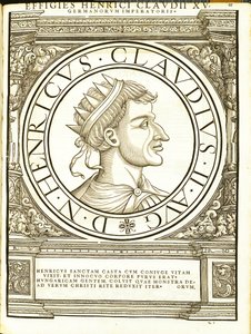 Henricus II Claudus, ilustración de Imperatorum romanorum omnium orientalium et occidentalium verissimae imagines ex antiquis numismatis de Hans Rudolf Manuel Deutsch