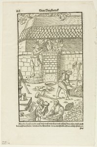 Página CCCL de Vom Bergwerck XII Bücher de Agricola, lámina 43 de xilografías de libros del siglo XVI de Hans Rudolf Manuel Deutsch