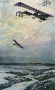 Biplano militar en misión de reconocimiento sobre el Argonnerwald de Hans Rudolf Schulze
