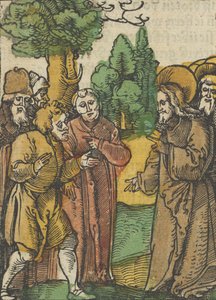 Cristo y los Fariseos, de Das Plenarium, 1517 de Hans Schäufelein the Elder