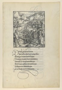Unfalo poniendo en peligro a Theuerdanck, causando la explosión de tres cañones, del Theuerdanck, 1517 de Hans Schäufelein the Elder