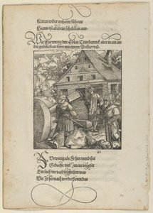 Instado por Fürwittig, Theuerdanck intenta manipular una piedra de pulir, de Theuerdanck,..., 1517 de Hans Schäufelein the Elder