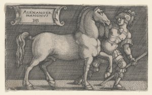 Alejandro Magno liderando a Bucéfalo de Hans Sebald Beham