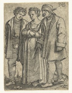 Novia y novio y padre de la novia Desfile de bodas campesinas (título de la serie) de Hans Sebald Beham