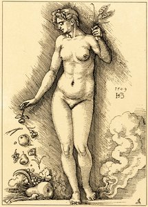 Ceres, esparciendo frutos de Hans Sebald Beham
