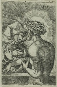 Cristo coronado de espinas hablando con su madre de Hans Sebald Beham