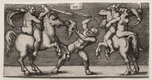 Combate de tres hombres de Hans Sebald Beham