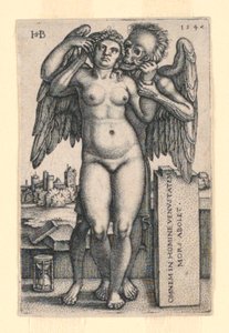 La muerte y la mujer desnuda de pie de Hans Sebald Beham