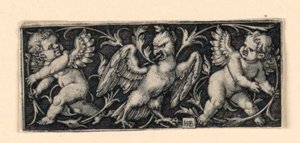 Friso con dos putti huyendo de un águila de Hans Sebald Beham