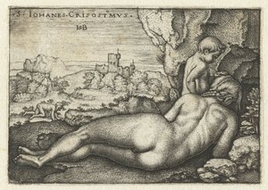 San Juan Crisóstomo como ermitaño en el desierto de Hans Sebald Beham