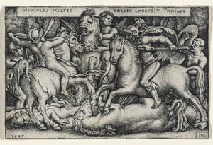 Hércules luchando contra los troyanos, 1545 de Hans Sebald Beham