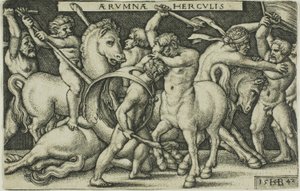 Hércules y los centauros, de los Trabajos de Hércules de Hans Sebald Beham