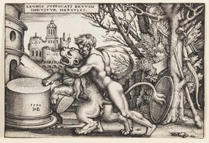 Hércules y el león de Nemea de Hans Sebald Beham