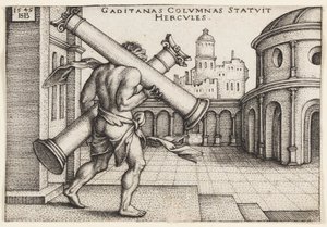 Hércules con los pilares de Hércules de Hans Sebald Beham