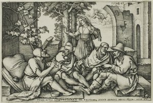 Job conversando con sus amigos de Hans Sebald Beham