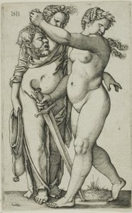 Judith caminando hacia la izquierda, y su sirviente