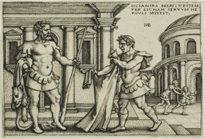 Licas trayendo la túnica de Neso a Hércules, de Los trabajos de Hércules de Hans Sebald Beham
