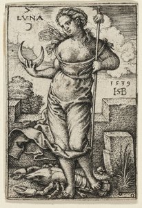Luna, placa siete de Los siete planetas con los zodiacos de Hans Sebald Beham