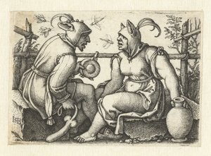 Bufón con falo y bufón femenino de Hans Sebald Beham