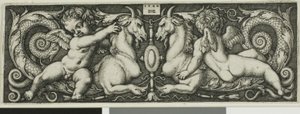Ornamento con dos genios montando bestias quiméricas