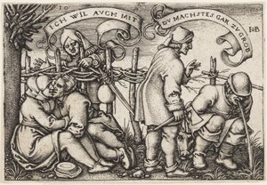 Campesinos detrás del seto de Hans Sebald Beham