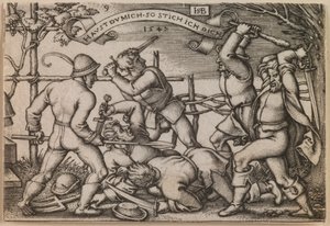 "Riña de campesinos" de la serie "La fiesta de los campesinos o Los doce meses" de Hans Sebald Beham