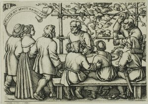 Fiesta de los campesinos, lámina 8 de la Fiesta de los campesinos o de los doce meses de Hans Sebald Beham