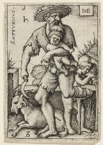 Saturno, lámina uno de Los siete planetas con los zodíacos de Hans Sebald Beham