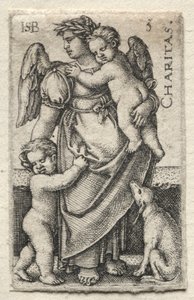 El Conocimiento de Dios y las Siete Virtudes Cardinales: Caridad - Charitas de Hans Sebald Beham