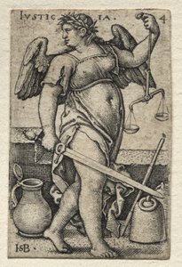 El Conocimiento de Dios y las Siete Virtudes Cardinales: Justicia - Justicia de Hans Sebald Beham