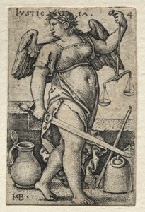 El Conocimiento de Dios y las Siete Virtudes Cardinales: Justicia - Justicia de Hans Sebald Beham