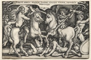 Los trabajos de Hércules: Hércules secuestrando a Iole de Hans Sebald Beham