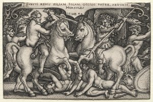 Los trabajos de Hércules: Hércules secuestrando a Iole, 1544 de Hans Sebald Beham