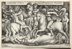 Los trabajos de Hércules: Hércules conquistando Troya de Hans Sebald Beham