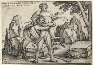Hércules aplasta a Anteo de Hans Sebald Beham