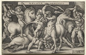 Hércules derrota a los centauros de Hans Sebald Beham