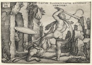 Los trabajos de Hércules: Hércules matando al gigante Caco, 1545 de Hans Sebald Beham