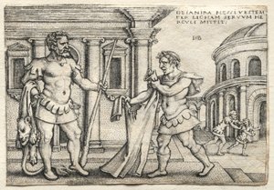 Los trabajos de Hércules: Hércules recibiendo la prenda empapada en la sangre de Neso