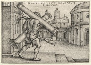 Los trabajos de Hércules: Hércules y las columnas de Gades de Hans Sebald Beham
