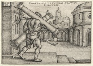 Los trabajos de Hércules: Hércules y las Columnas de Gades, 1545 de Hans Sebald Beham