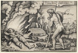 Hércules en su pira, 1548. de Hans Sebald Beham