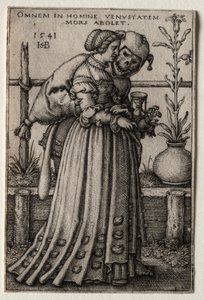 La dama de la muerte disfrazada de tonta, 1541 de Hans Sebald Beham