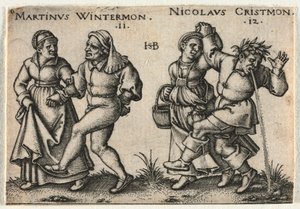 La boda campesina o los doce meses: 11-Martinus Wintermon 12-Nicolaus Cristmon de Hans Sebald Beham