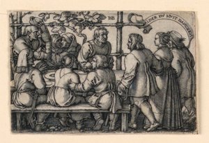La fiesta de los campesinos (Alder du must danczen) de Hans Sebald Beham