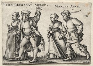 La boda del pueblo: Her Gregorius Mercz / Marcus April de Hans Sebald Beham