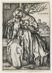Virgen y Niño con un loro, 1549 de Hans Sebald Beham