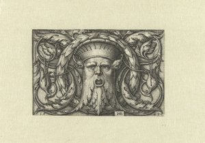 Decoración de superficies. Mascarilla con corona de Hans Sebald Beham