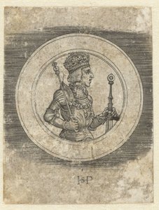 Frente de la medalla con el retrato del rey Fernando I de Hungría y Bohemia, de medio cuerpo de Hans Sebald Beham